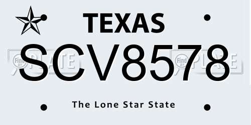 SCV8578 Texas License Plate