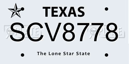 SCV8778 Texas License Plate