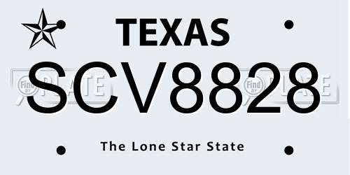 SCV8828 Texas License Plate