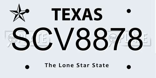 SCV8878 Texas License Plate