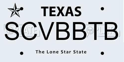 SCVBBTB Texas License Plate