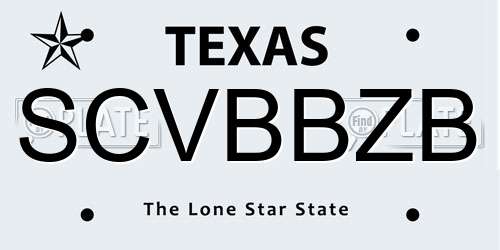 SCVBBZB Texas License Plate