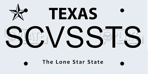 SCVSSTS Texas License Plate