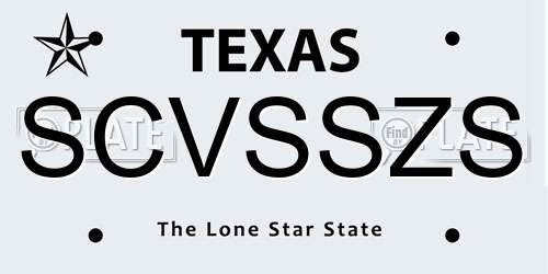 SCVSSZS Texas License Plate