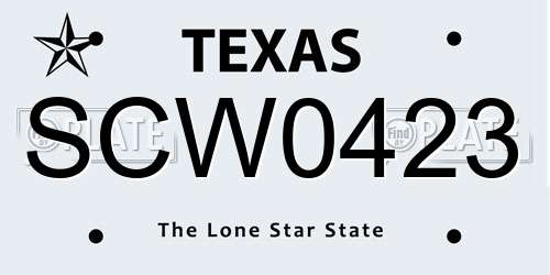 SCW0423 Texas License Plate