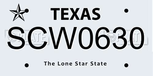 SCW0630 Texas License Plate