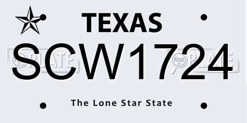 SCW1724 Texas License Plate