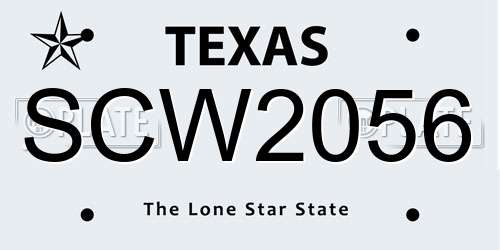 SCW2056 Texas License Plate