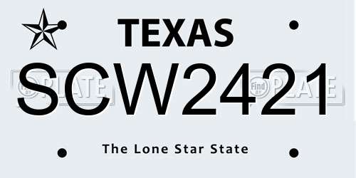 SCW2421 Texas License Plate