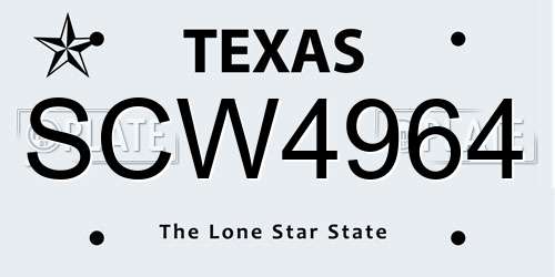 SCW4964 Texas License Plate
