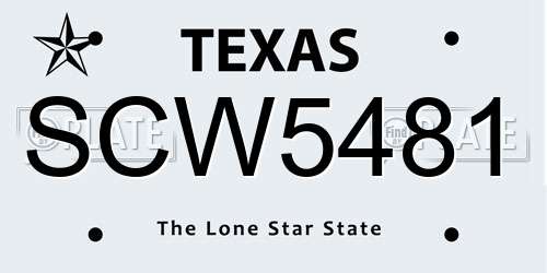 SCW5481 Texas License Plate