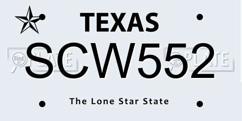 SCW552 Texas License Plate