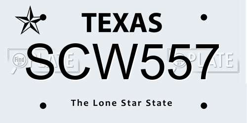 SCW557 Texas License Plate