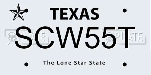 SCW55T Texas License Plate