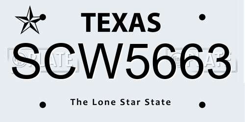 SCW5663 Texas License Plate