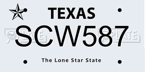 SCW587 Texas License Plate