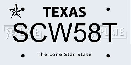 SCW58T Texas License Plate