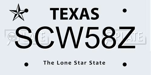 SCW58Z Texas License Plate
