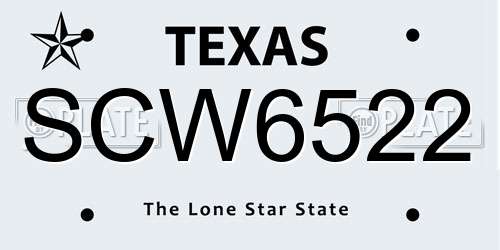 SCW6522 Texas License Plate
