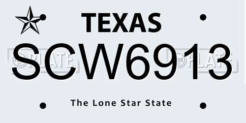 SCW6913 Texas License Plate
