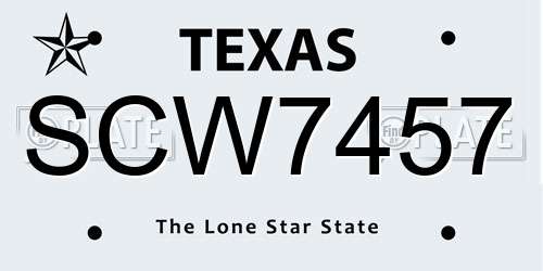 SCW7457 Texas License Plate