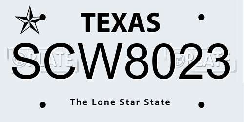SCW8023 Texas License Plate