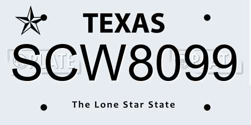 SCW8099 Texas License Plate