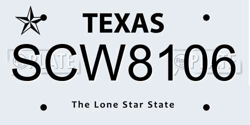 SCW8106 Texas License Plate