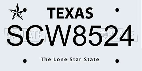 SCW8524 Texas License Plate