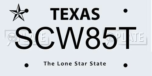 SCW85T Texas License Plate
