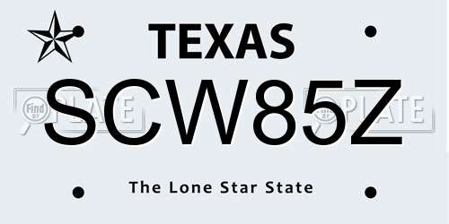 SCW85Z Texas License Plate