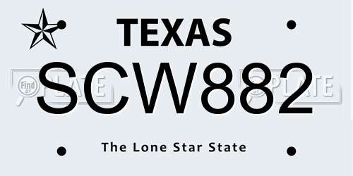 SCW882 Texas License Plate