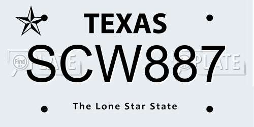 SCW887 Texas License Plate