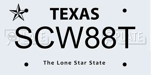 SCW88T Texas License Plate
