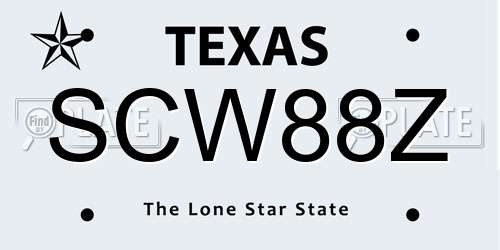 SCW88Z Texas License Plate