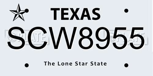 SCW8955 Texas License Plate