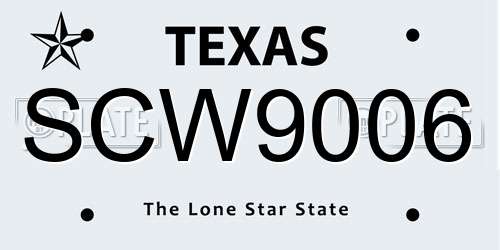 SCW9006 Texas License Plate