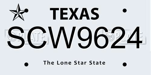 SCW9624 Texas License Plate