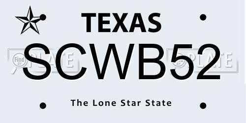 SCWB52 Texas License Plate