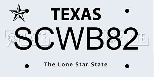 SCWB82 Texas License Plate