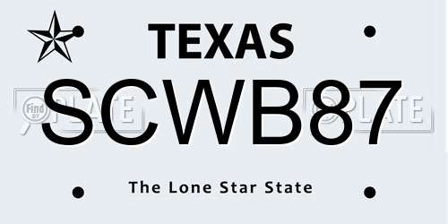 SCWB87 Texas License Plate