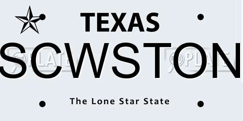 SCWSTON Texas License Plate