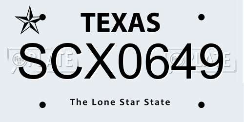 SCX0649 Texas License Plate