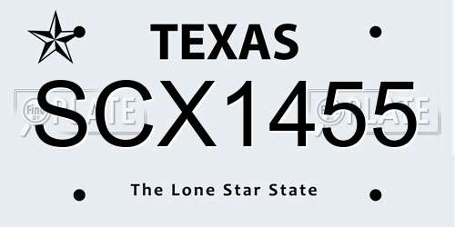 SCX1455 Texas License Plate