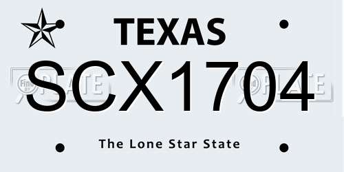 SCX1704 Texas License Plate