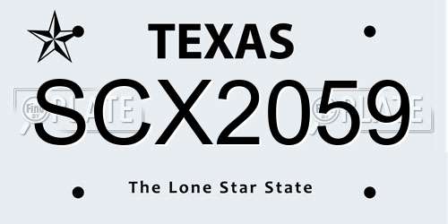 SCX2059 Texas License Plate