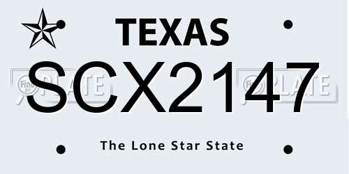 SCX2147 Texas License Plate