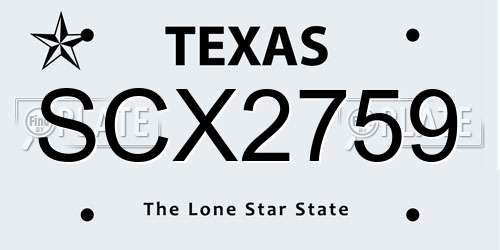SCX2759 Texas License Plate