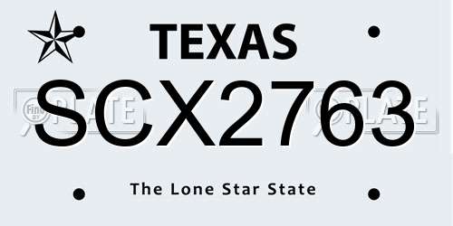 SCX2763 Texas License Plate