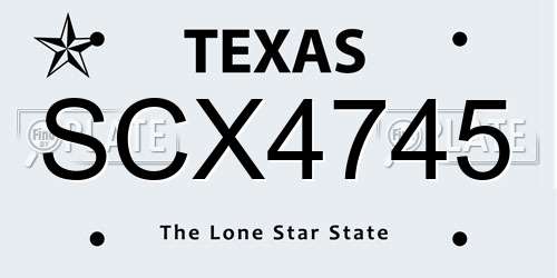 SCX4745 Texas License Plate